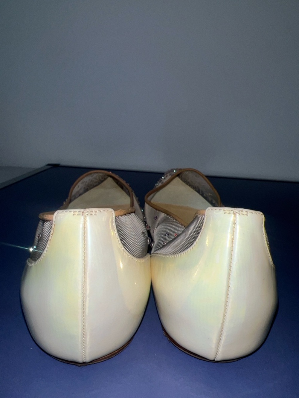 Christian Louboutin Follies Strass Ballet Flats Beige Mesh Leather EU 38.5 - Picture 11 of 12